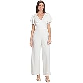 Maggy London womens Short Sleeve V-neck Jumpsuit Workwear Desk to Dinner Event Occasion Guest of