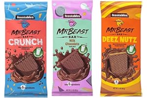 Feastables Mr Beast Chocolate Bars – NEW Deez Nuts Peanut Butter, New Crunch and Milk Chocolate (3 pack)