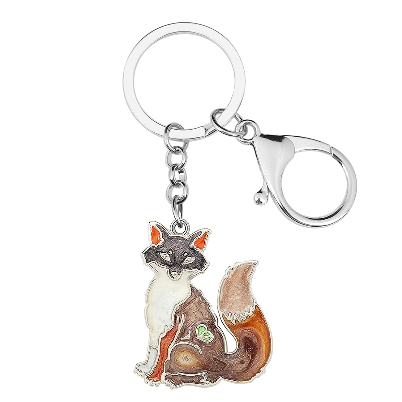 BONSNY Enamel Alloy Cute Fox Keyring Keychain Jewellery For Women Girl Car Key Wallet Charm Gift (Brown)