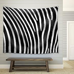 Black and White Texture of Zebra Skin - Fabric Wall Tapestry Home Decor - 51x60 inches