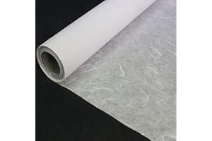 AMXINWANG Mulberry Paper Natural Fiber Rice Paper, 8 Rolls 11.8x70.87 Inches Natural Decoupage Tissue Paper for Writing Paint