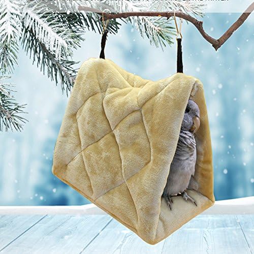 Bird Pet Hammock Hanging Cave Cage Happy Hut Tent Bed Bunk Toy Hamster Parrot Bed,Coffee