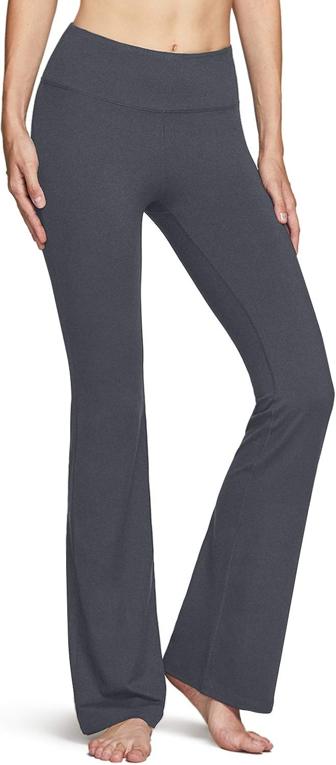 TSLA Womens Bootcut Yoga Pants with Pockets, Tummy Control High Waist Bootleg Yoga Pants, 4 Way Stretch Workout Pants : Clothing