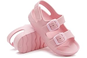 EasyStar Boys and Girls Lightweight Dual-Adjustable Sandal Buckles With Hook and Loop Heel Closure