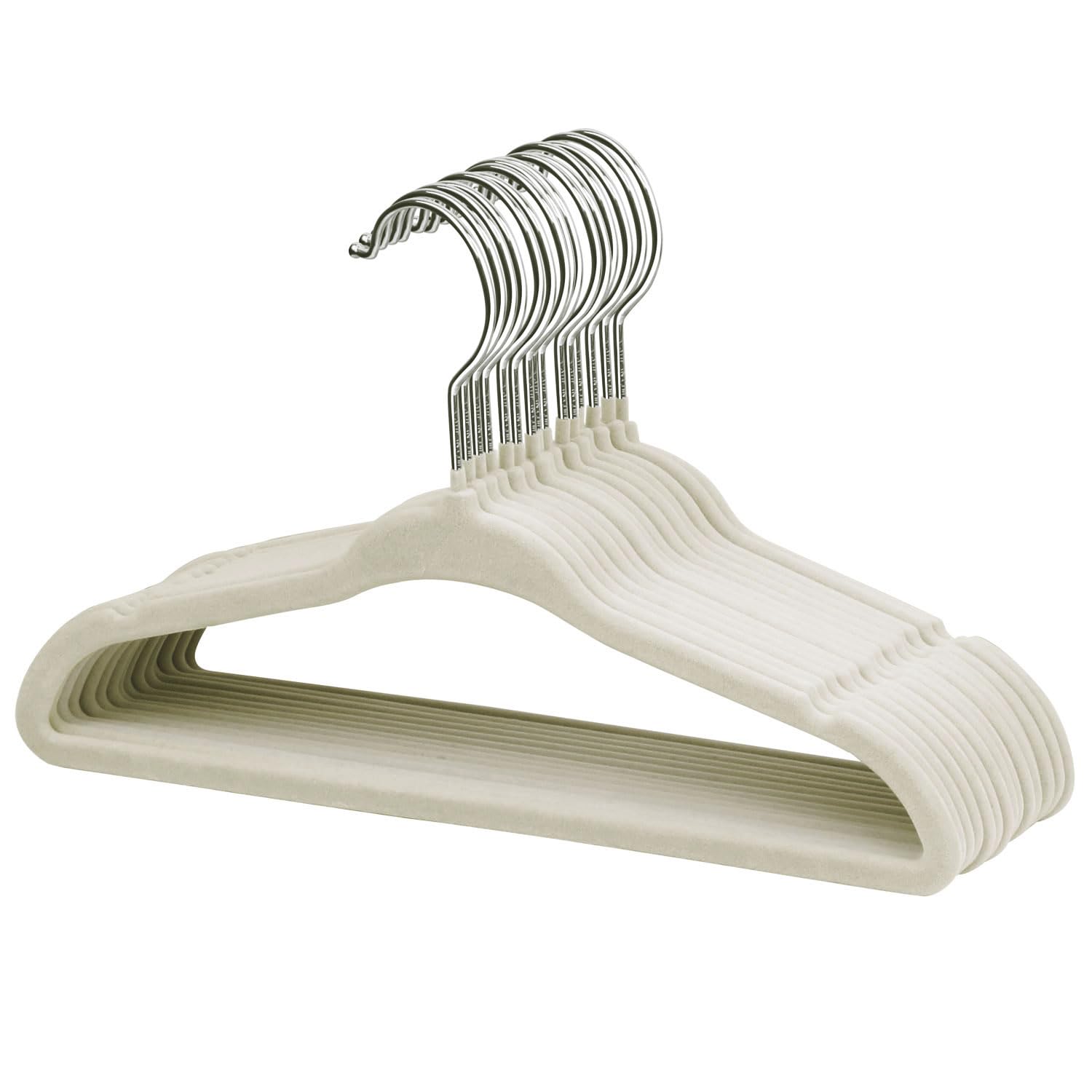 ManGotree Baby Velvet Hangers - Non-Slip, Ultra-Slim Space Saving Kids Hangers, 15 Pack (Beige)