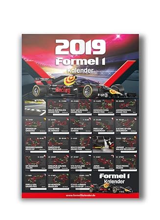 Formel 1 Kalender 2019 [Formel Eins] Circuit Wall A1 Poster GEFALTET