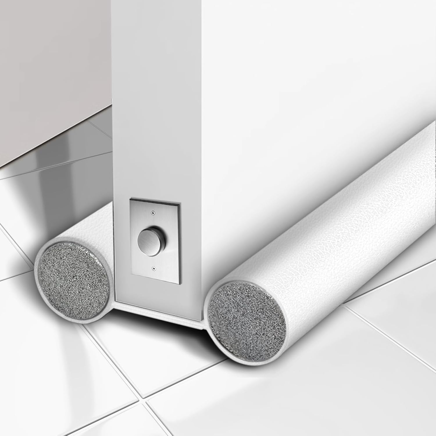 Draft Stoppers - C CELAINER Door Draft Stopper, Under Door Noise Blocker, Sound Light Air Proof Sealer for Bottom of Door, Adjustable Soundproof Insulation Strip Doors Draft Guard 37 inch, White