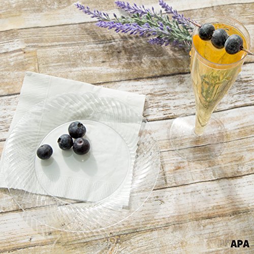 image for Ilyapa 50 Premium Clear Plastic Plates for Dinner Party or Wedding - 6