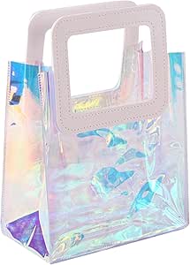 Enjovdery 5 Pcs Bolso Iridiscente | Bolsa de Asas Transparente