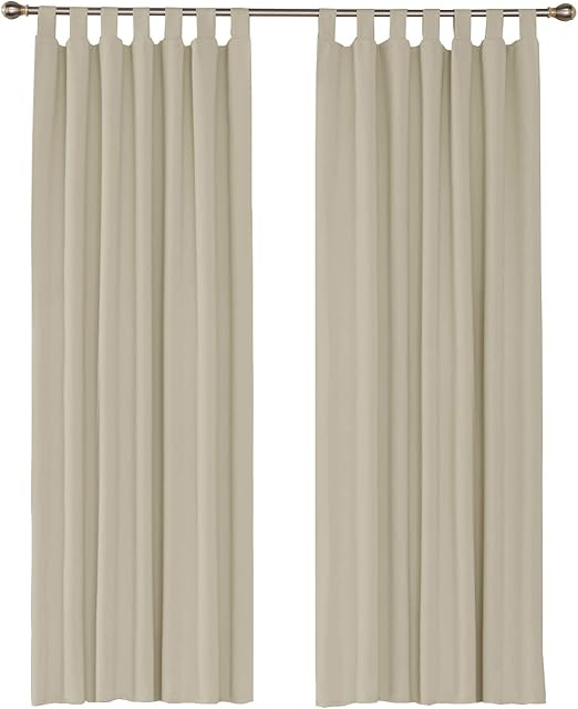 Umi. by Amazon 2 Stück Gardinen Verdunkelungsvorhang mit Schlaufen 245x140 cm Beige Amazon.de