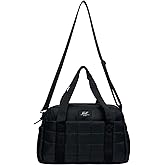 WOLT Small Gym Bag for Women, 14 inch Lightweight Gym Duffle Bag with Wet Compartment Quilted Tote for Sports Workout, Black