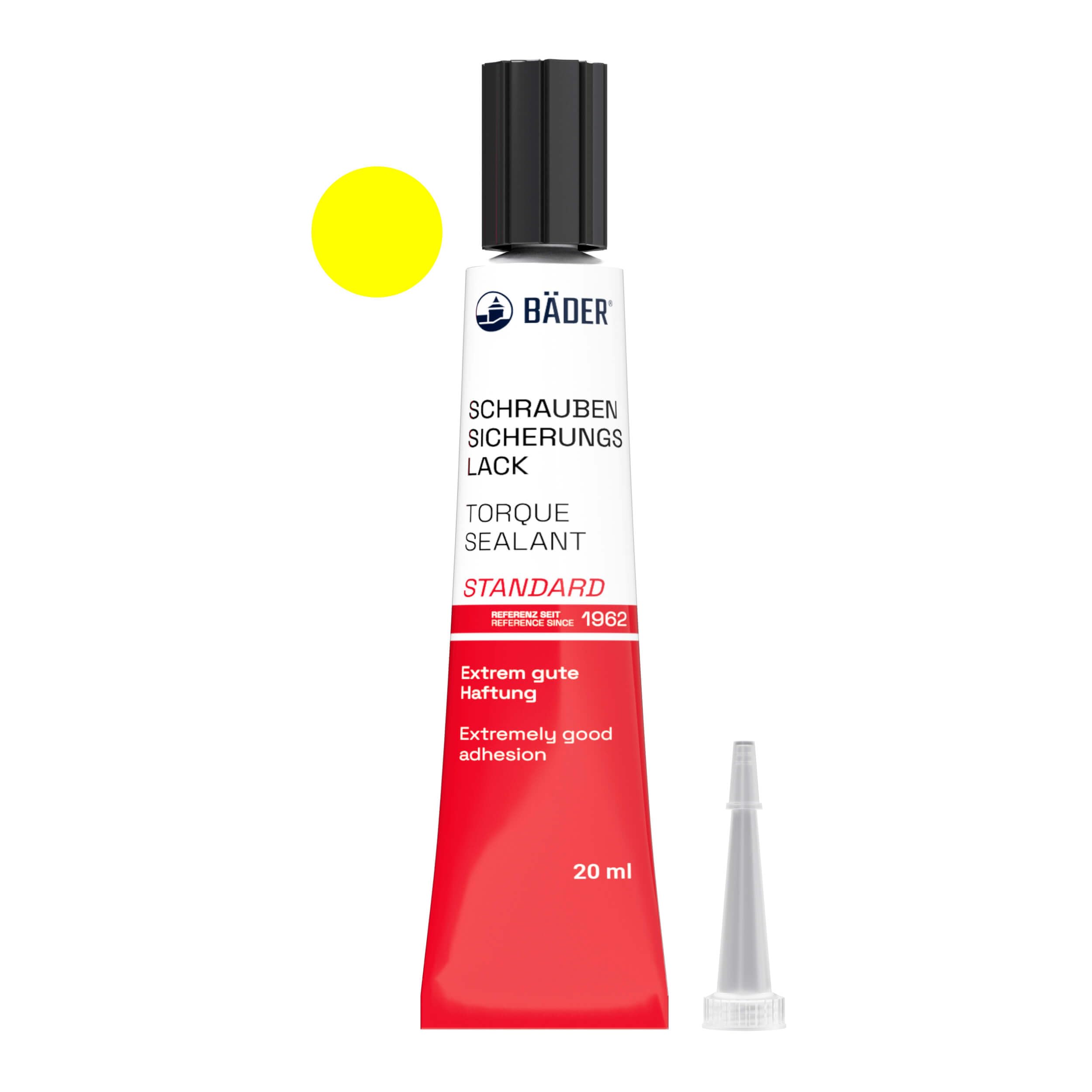 ORIGINAL BÄDER Torque Seal Tamper Proof Indicator STANDARD color YELLOW 20ml - Threadlocker Made in Germany since 1962 - Security pen for sealing and proof of manipulation.