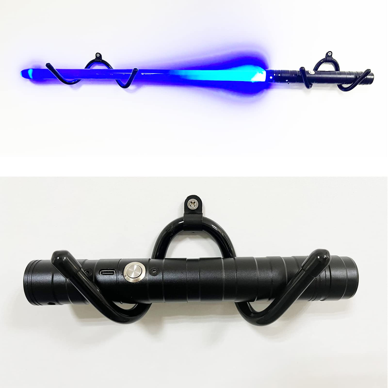 Pmsanzay Horizontal Light saber Wall Mount Wall Rack Wall Holder Lightsaber Display Rack Hook Stand, Compatible for Any Lightsaber, Black Pack of 2 - Hardware Included.