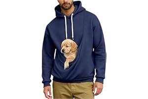 GENERIC Mens Kangaroo Pouch Hoodie for Dogs Cats Pet Carrier Hoodie Long Sleeve Hooded Pullover Animal Holder Sweatshirt