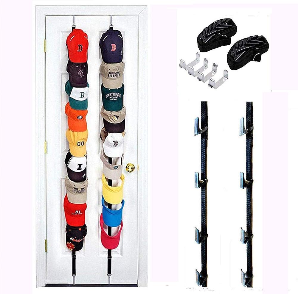 TONIFUL 2 Pack Hat Rack,Bag Rack Organizer,Cap Rack Organizer,Holds up to 16 Caps for Baseball, Ball Caps,Bags,Hat Storage for Door, Wall, or Closet Organize