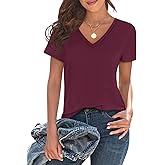 Imily Bela Womens V Neck T Shirts Lightweight Short Sleeve Tops Casual Basic Tees Trendy Summer Tshirt Loose Fit 2025