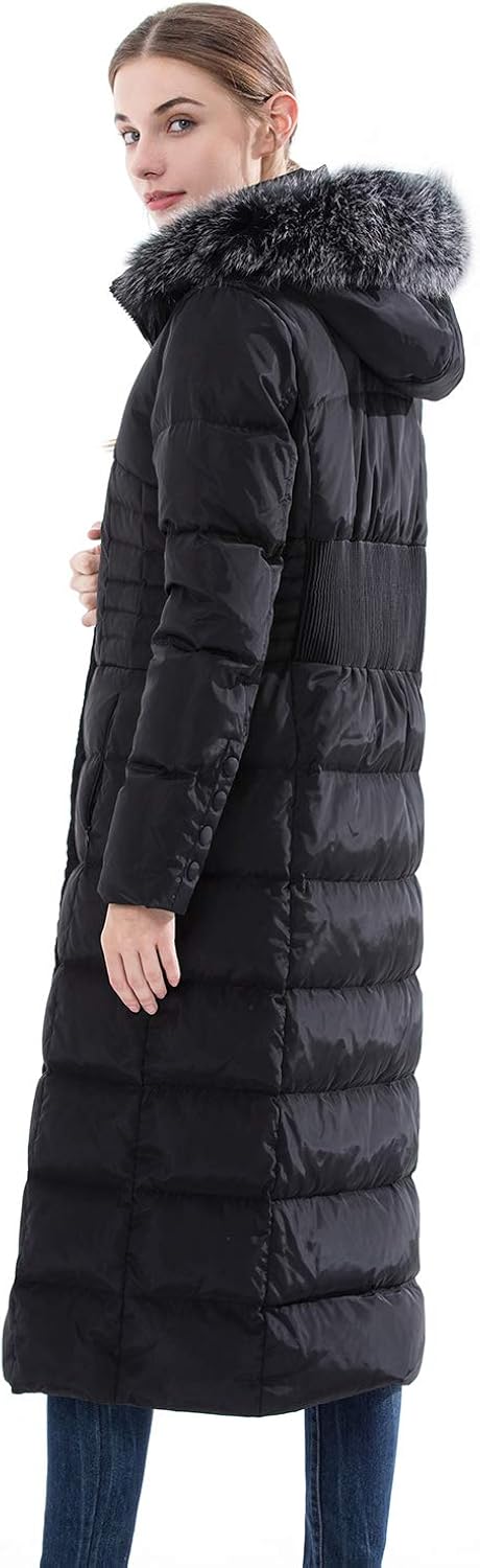 Obosoyo Women's Hooded Thickened Long Down Jacket Maxi Down Parka Puffer Coat: Clothing