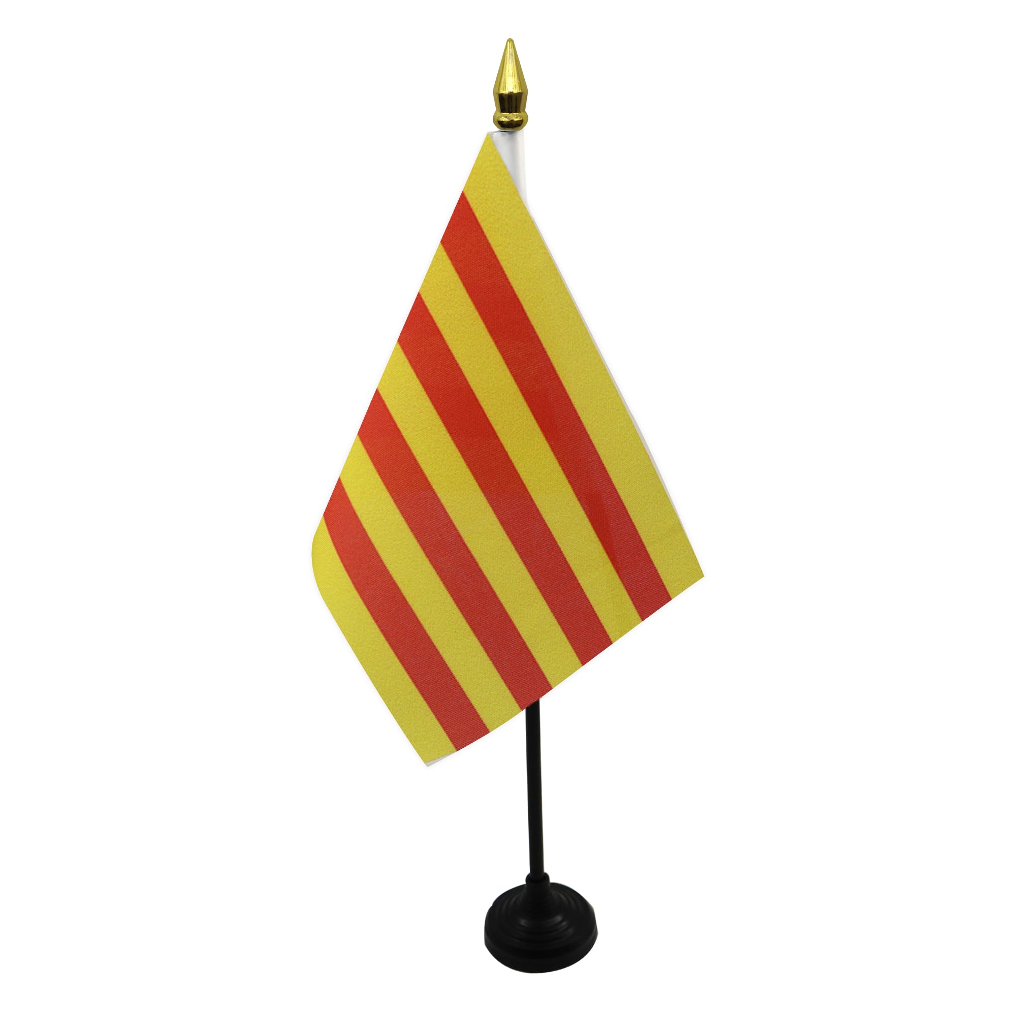 AZ FLAG - Catalonia Table Flag 4'' x 6'' - Catalan Mini Desk Flag 100% Polyester 15 x 10 cm - Office Mini Banner with 10'' Pole - Golden Spear