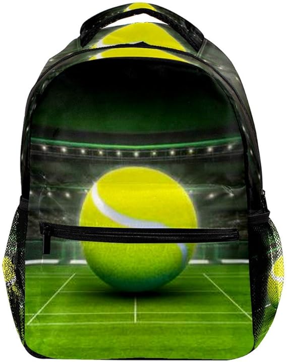 Tennis Ball Placed On Grass Court Tennis Sport Theme Backpack Casual