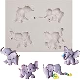 Caregene Mini Elephant Chocolate Molds, Elephant Silicone Molds For DIY Baby Shower Cake Chocolate Topper Decoration Pudding Cupcake Crystal Gum Paste Mould Candy Fondant, Grey