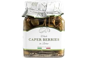 Giusto Sapore Antipasto, Caper Berries in Vinegar - Non GMO Italian Premium Gourmet Brand - Imported from Italy and Family Owned - 10.23oz