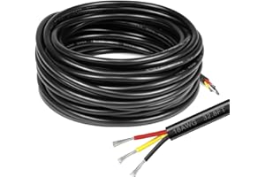 DEKIEVALE 18 Gauge 3 Conductor Electrical Wire, 32.8FT Black Stranded Low Voltage 18/3 Cable PVC Case, 18 AWG Tinned Copper 3 Wire Cable, Flexible Extension Power Cord for LED Lamp Lighting Automotive