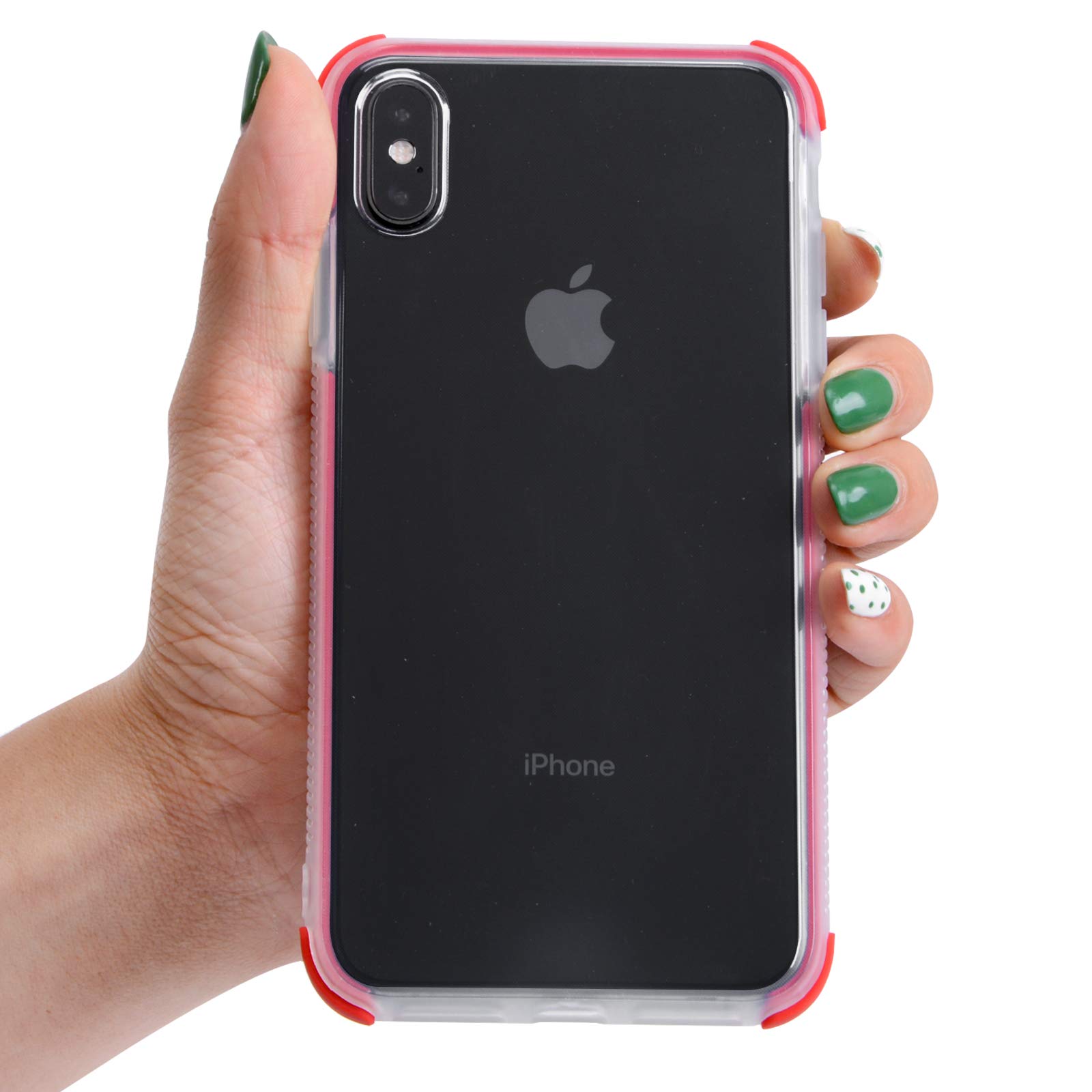 Voilamart iPhone X Case, iPhone Xs Case Crystal Clear Transparent Anti-Slick/Protective Case for iPhone X/Xs 5.8 Inch, Red