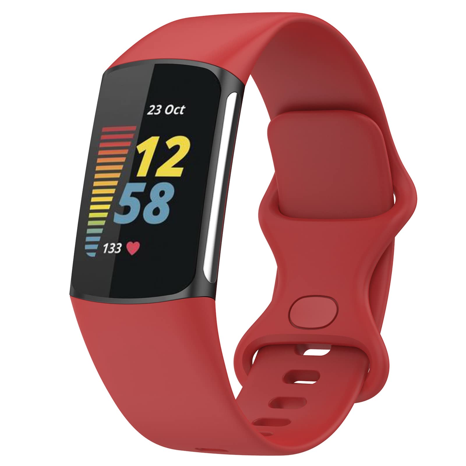TopPerfekt Straps Compatible with Fitbit Charge 6 Strap, Adjustable Soft Silicone Sport Replacement Watch Band Wristbands Bracelet for Charge 5 Activity Tracker Women Men (Red, Large) โ image 1