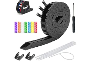 DAOKAI R18 Internal Size 10X20mm Flexible Carrier Drag Chain Cable Wire 1M/39.3 in Length Secure Plastic Black Open Type,for 