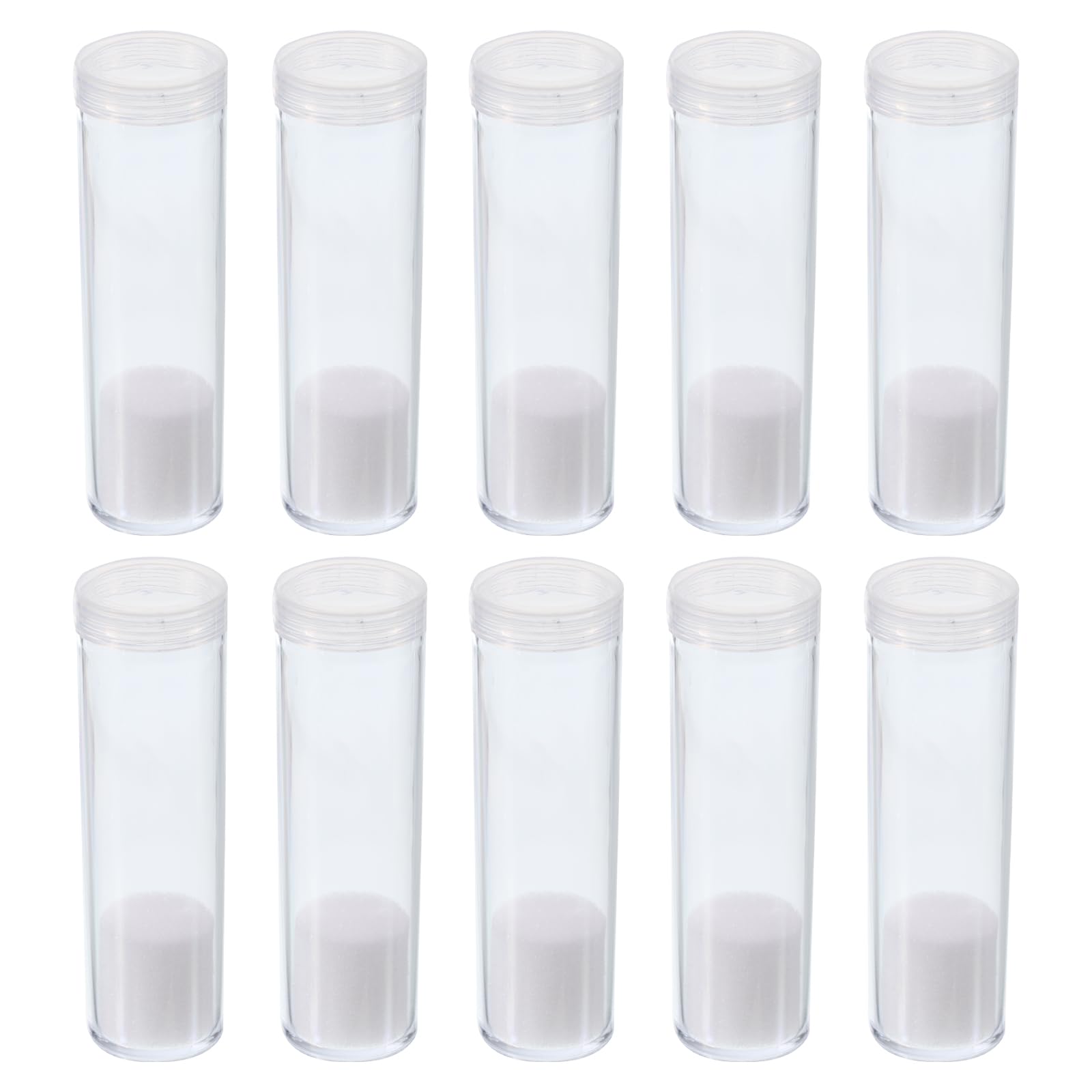 PATIKIL Round Coin Tubes, 10 Pack Coin Storage Tubes with Screw Lid Plastic Coin Holders Containers Fit 27mm Coins for Collection Supplies, Clear