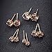 Women's 18K Gold Plated CZ Stud Earrings Simulated Diamond Round Crystal Cubic Zirconia Ear Stud Set （6 prong 5 Pairs)