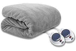 Perfect Fit SoftHeat - King Micro-Fleece Heated Blanket - Luxuriously Warm & Soft Electric Blanket, Patented Low-Voltage Technology (Grey, King)