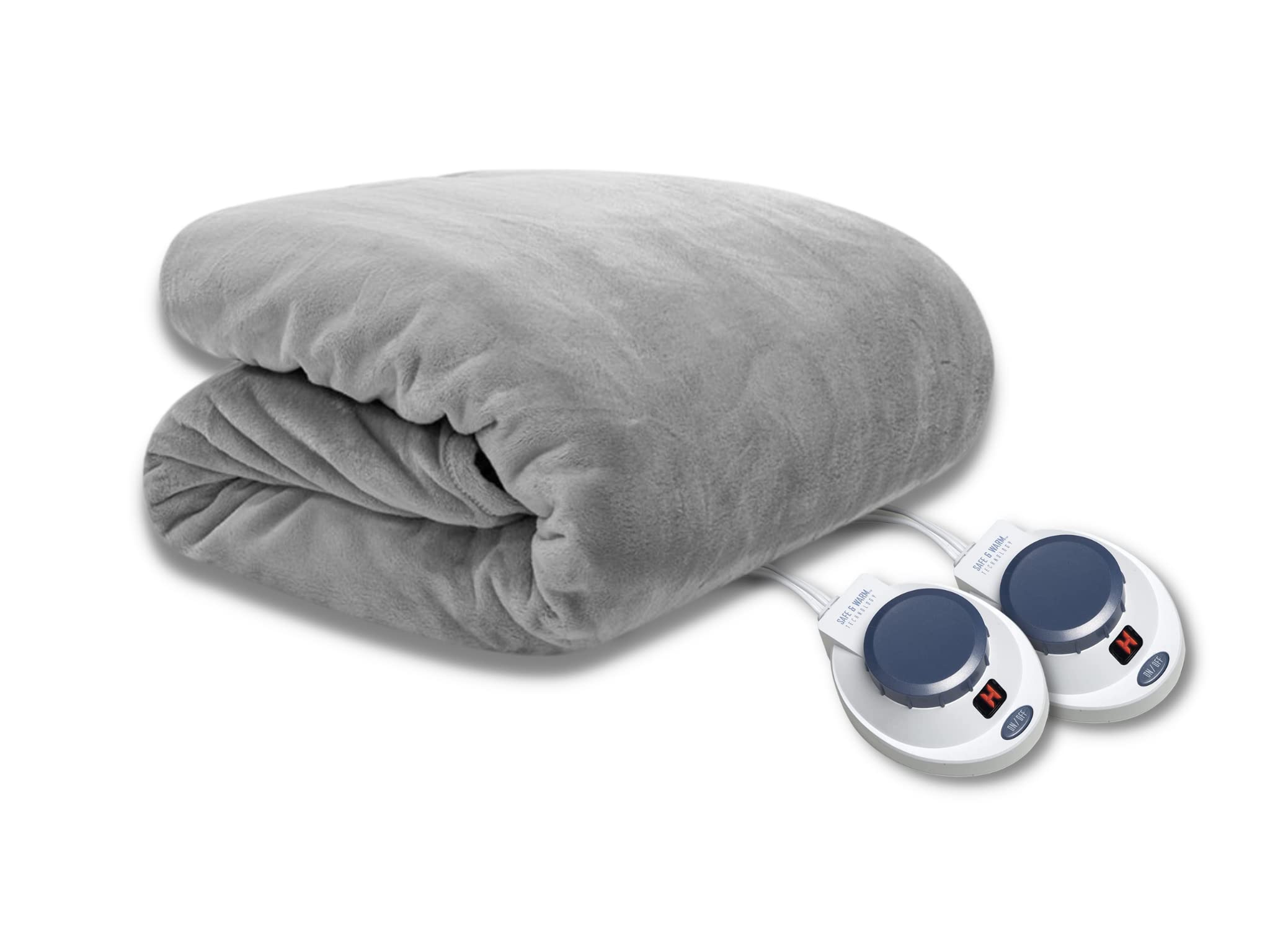 View 1 of Perfect Fit SoftHeat - King Micro-Fleece Heated Blanket - Luxuriously Warm & Soft Electric Blanket, Patented Low-Voltage Technology (Grey, King)