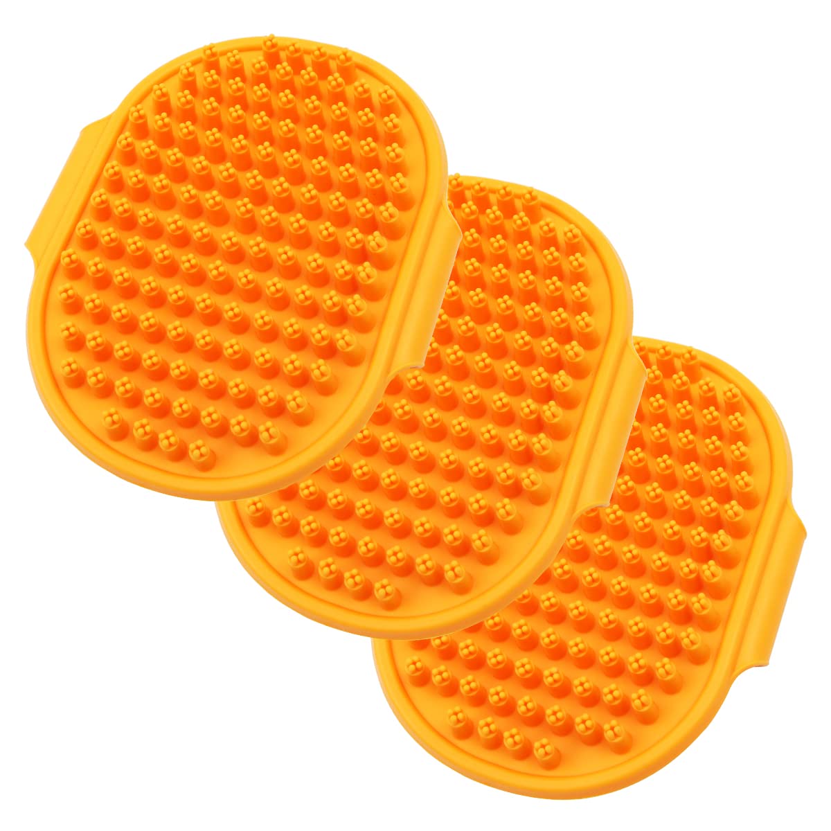 Tiardey 3pcs Pet Grooming Shampoo Brush,Soothing Massage Rubber Bristles Curry Comb,Bath Gloves for Dogs and Cats Easy Washing - Orange