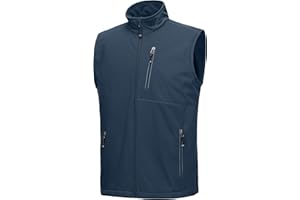 33,000ft Men's Windproof Lightweight Golf Vest Outerwear with Pockets, Softshell Sleeveless Jacket for Running Hiking Sports