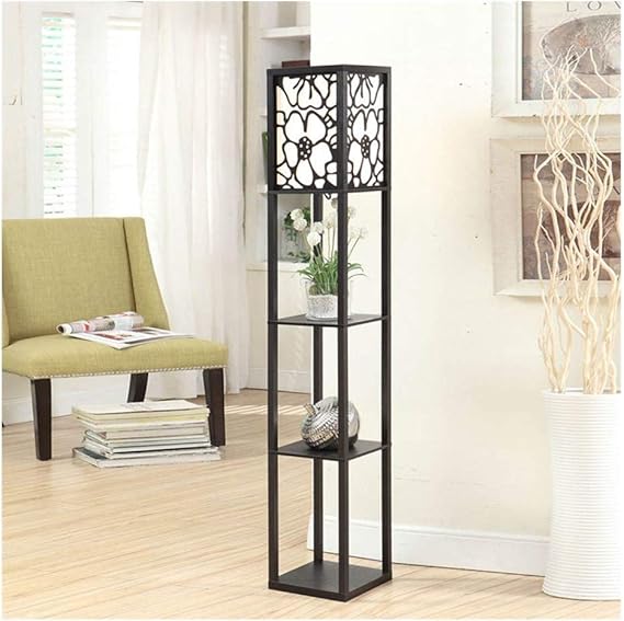 RUXMY Moderne Stehlampe LED mit 3 Display-Regalen ， Moderne Leselampe