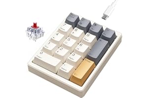Kisnt Mechanical Number Pad,Hot Swappable Numpad Wired USB 17 Keys Keypad White Backlit Numeric Keypad with PBT Keycaps for L