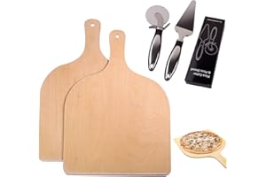 4 Pack Wood Pizza Peel Set, 12 x 16 Inch Wooden Pizza Paddle, Pelle a Pizza, Large Natural Pizza Spatula Paddle with Handle f