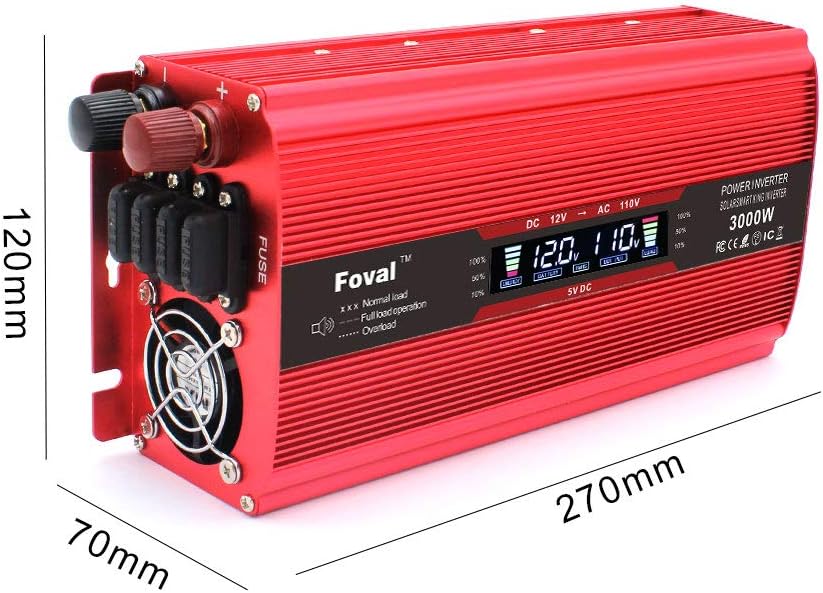 Yinleader Power Inverter 1500W/3000W(Peak) DC 12V to 110V AC Converter with Intelligent LCD Display Dual AC Outlets Dual USB Charger for for RV Caravan Truck Laptop(Red): Car Electronics