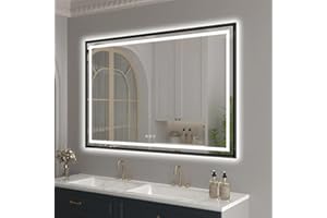 SNUGACE 24"x 40" LED Bathroom Mirror with Black Frame, Stepless Dimmable, Anti-Fog, Shatter-Proof, Memory, 3 Colors, LED Vanity Mirror