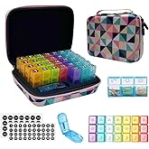 GZWENHAN 31-Day Monthly Pill Organizer with 3 Daily Compartments, Travel Medication Box with Pill Cutter, AM PM Storage Case (Rhombus 31-Day Medication Storage Box)