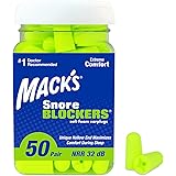 Mack’s Snore Blockers Soft Foam Earplugs, 50 Pair – 32 dB High NRR, 37 dB SNR – Comfortable Ear Plugs for Sleeping, Snoring, 