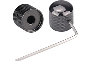 XIYANGJUAN 2Pcs Electric Bass Guitar Knobs Black Nickel Metal Volume Tone Dome Speed Control Knob with Wrench for Fender Telecaster Gibson Les Paul Bass Guitar Accessories (Shine Black)