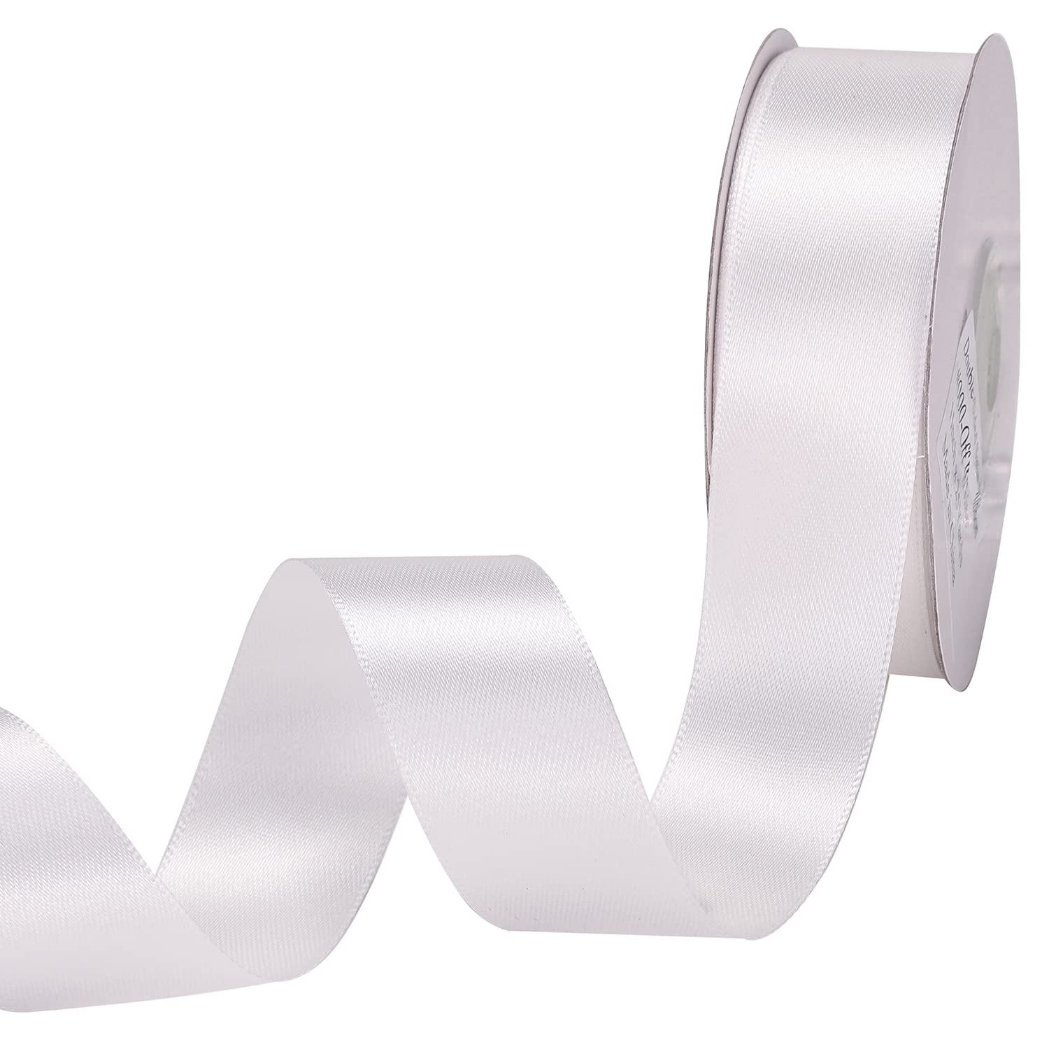 IHKFILAN Double Face Satin Ribbon in Off White (25 mm x 22.86 m), Matt Shiny Gift Ribbon for Decorating & Crafts, Weddings, Christenings — image 1