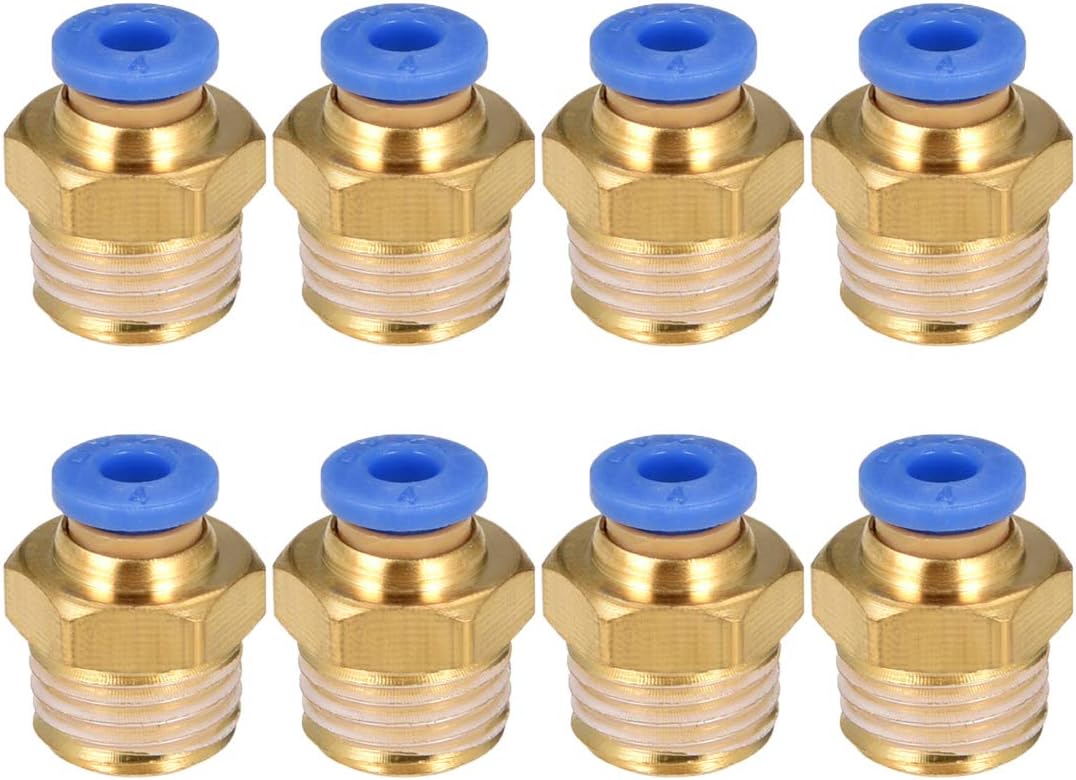 sourcing map Straight Pneumatic Push to Quick Connect Fittings G1/4 Male x 4mm Tube OD 8pcs, Gold, G1/4 x 4mm