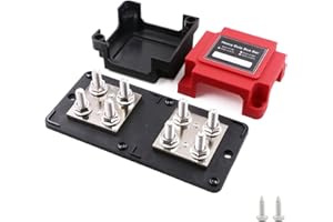 Gloaso Bus Bar 12V-48V DC 400A Copper Busbar Distribution Block with 8X 5/16" Posts Battery Terminals Blocks, Heavy Duty Powerbar 400 A for Automotive RV Solar Car Boat Marine, Red&Black
