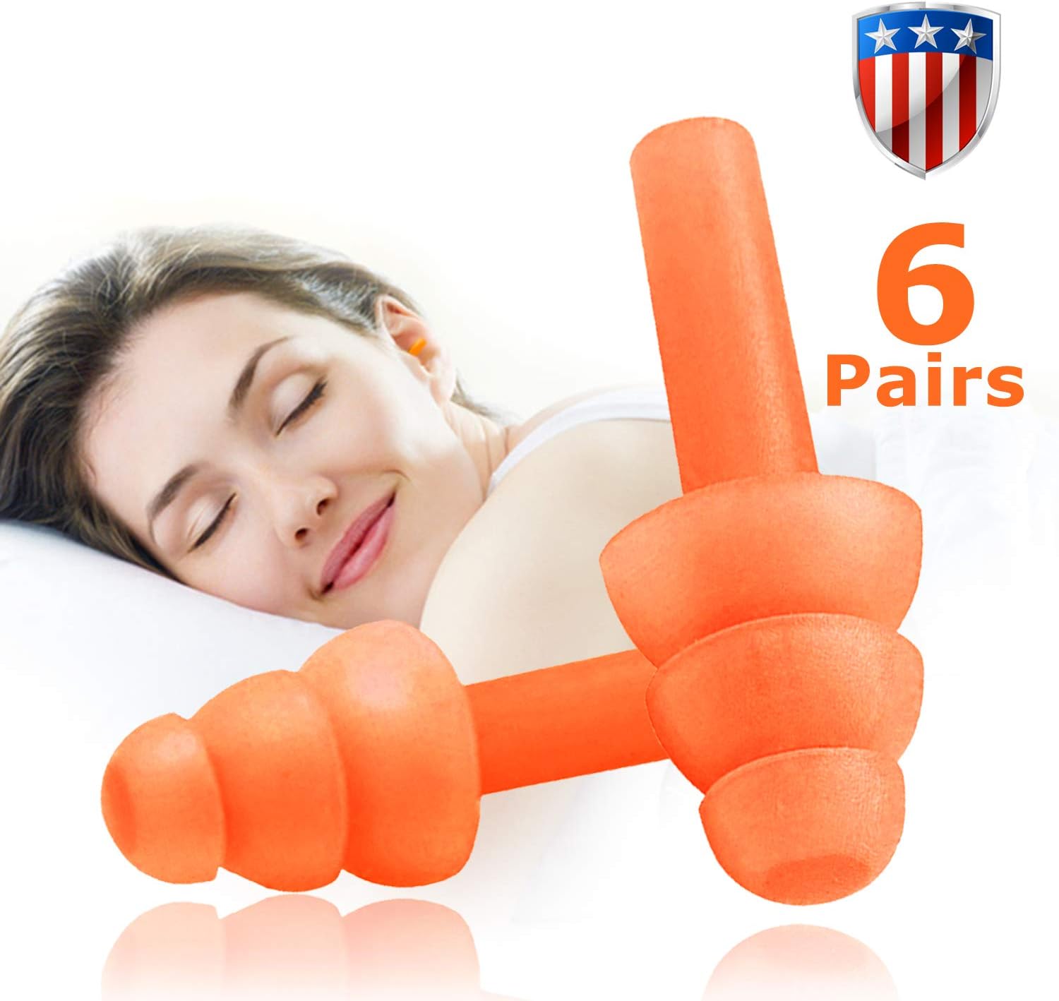 Ear Plugs 6 Pairs Noise Cancelling Reusable Earplugs for Sleeping and Swimming; Soft and Comfortable for Shooting Hearing Protection Noise Reduction with Carry Case