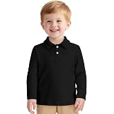 ZUEMET Toddler Boys Long Sleeve Polo Shirts School Uniform Dress Shirt Size18M-5T