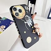 Yonds Queen for iPhone 17 Pro Cute Case, Cartoon Astronaut Space Planet Design Stylish Bumper Cover Soft TPU Rubber Protective Anti-Slip Shockproof Case(iPhone 17 Pro, Black Moon)