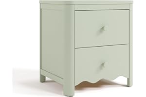 Storkcraft Casablanca 2 Drawer Nightstand (Sage) - GREENGUARD Gold Certified, Storage for Kids Bedroom, Premium Wood Nightstand with Elegant, Iconic Wave Detailing and Rounded Posts